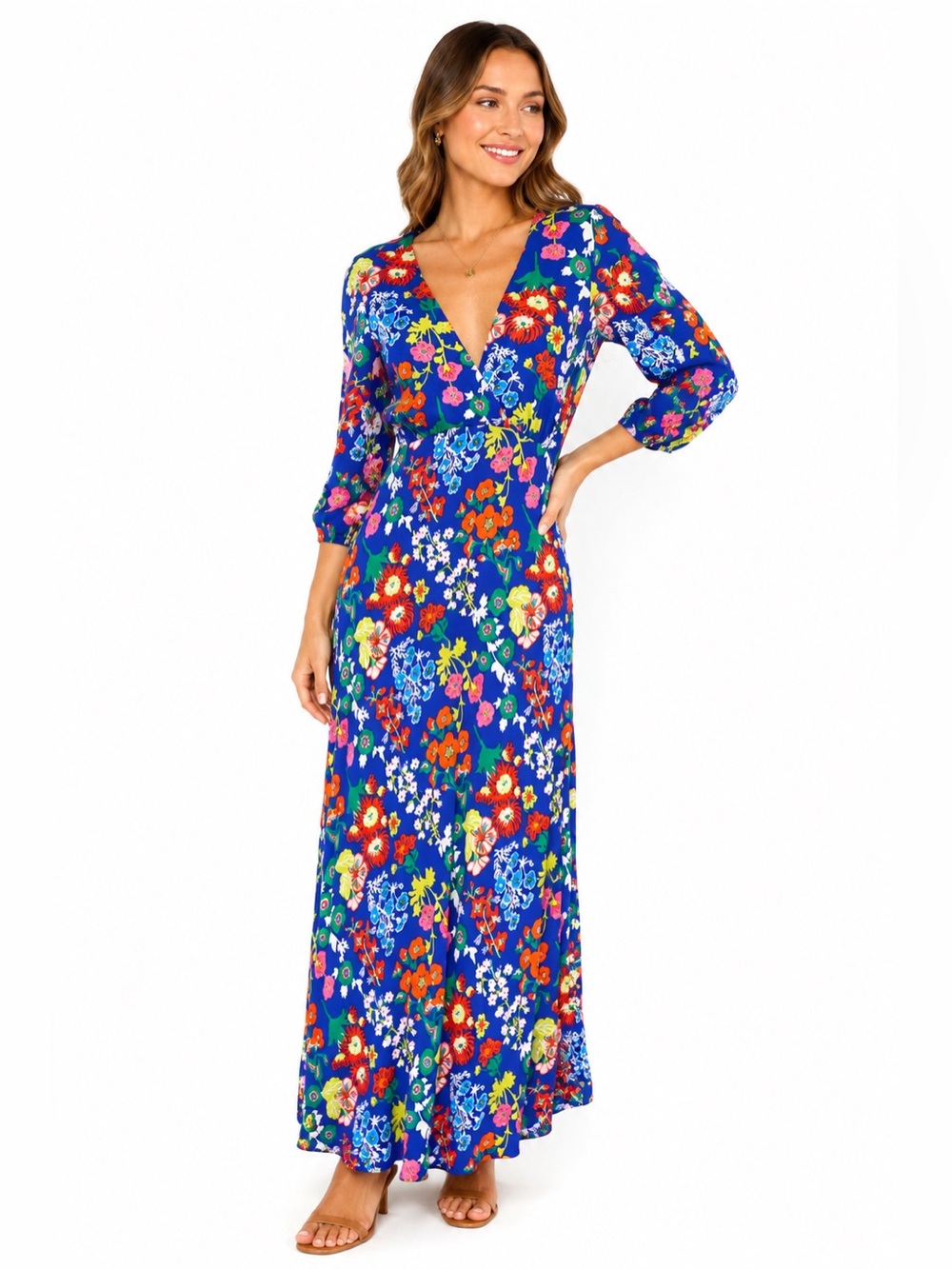 Boden floral boho V-Neck maxi dress cottagecore vacation garden party summer